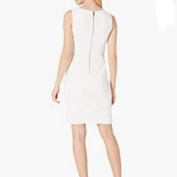 Slvls Bejeweled Belted Body Con midi Scuba SheathDress White Tommy - Picture 2 of 5